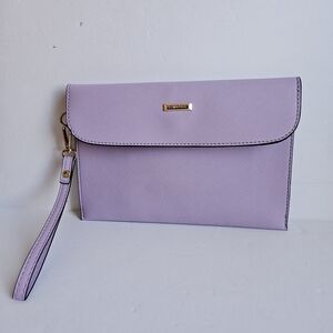 ELIM AND PAUL Clutch Wristlet Handbag Purse Blue Saffiano Leather Envelope 10x6